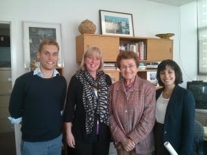 Executive Director Sandra Ionno Butcher and ISYP Representatives meet with Cora Weiss, President of the Hague Appeal for Peace
